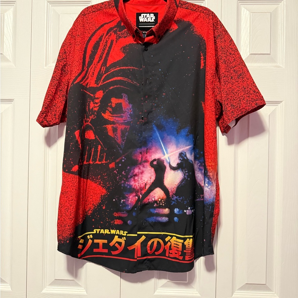 RSVLTS Star Wars Red and Black Button Down Shirt